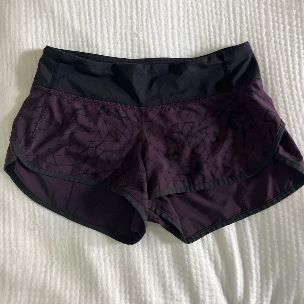Lululemon black and purple design speed short